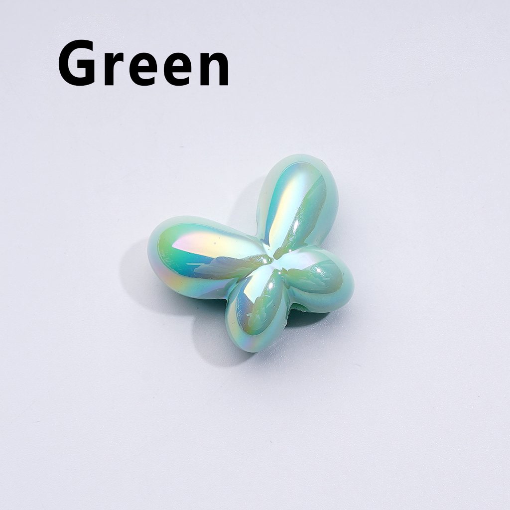 Luminous UV Coating Acrylic Beads with Shiny Butterfly and Bowknot Design, 25x19MM