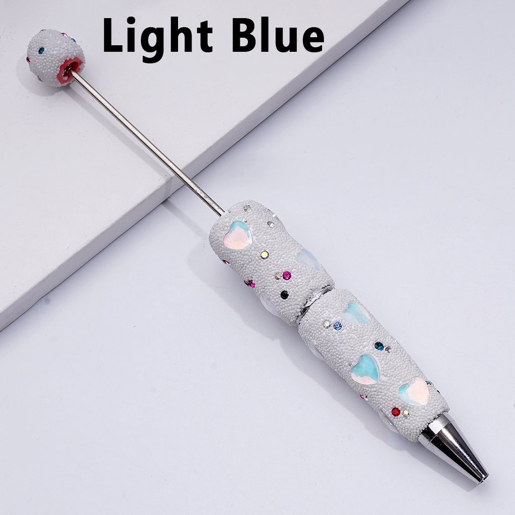 Vibrant Beadable Heart Pen – Jelly Colors with Sparkling Rhinestones & Mini Snow Balls