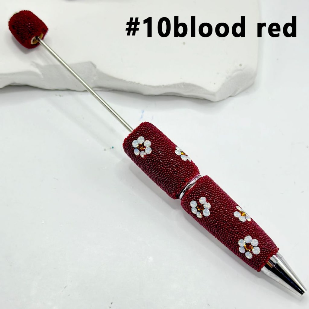 Clay Beadable Pens with Mini Cute Flowers Rhinestones Covered the Entire Pen