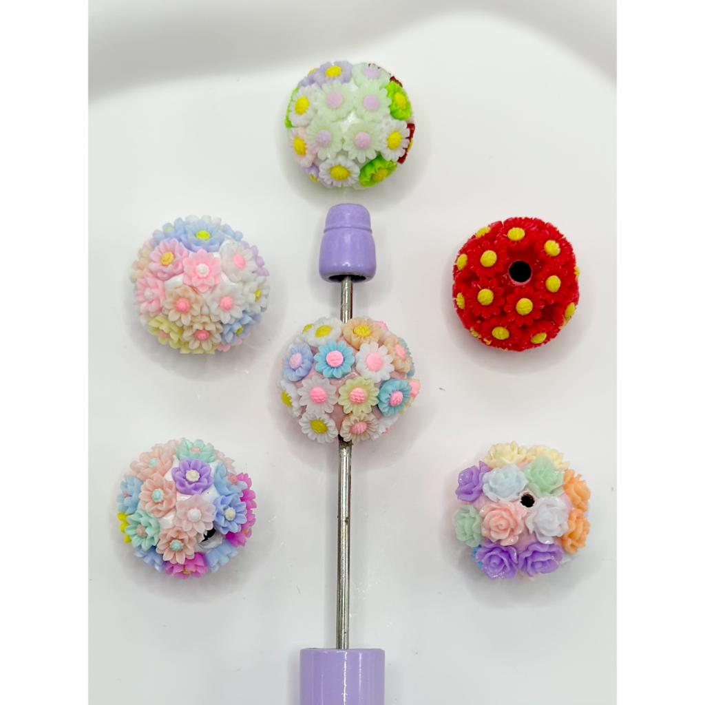 Small Multi Flower Floral Clay Beads, 20mm, READ DESCRIPTION
