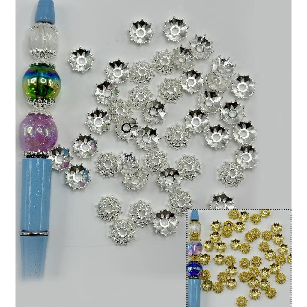 Silver & Gold Color Metal Bead Cage Bead Cap, 12MM
