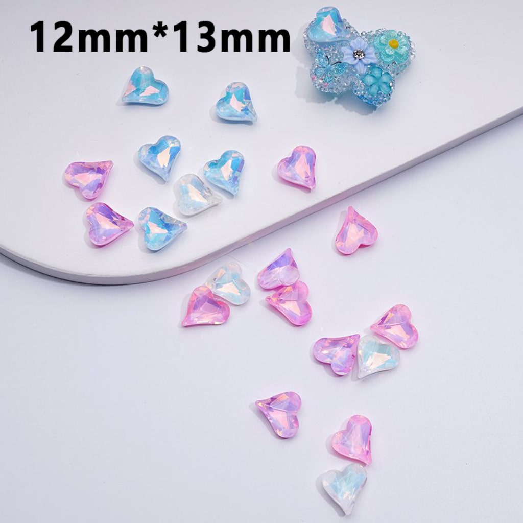 DIY Jewelry Accessories, Cute Mini Shiny Colorful Hearts for Beads 12*13MM, Random Mix