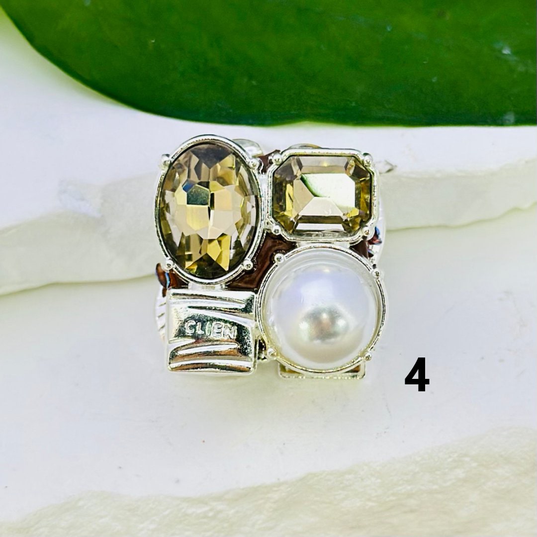 Silver Alloy Exquisite Fancy Frame with Oval and Rectangle Shape, White Pearls, Colorful Rhinestones, Mini Cute Flowers, and Clay Beads, Around 26*26mm