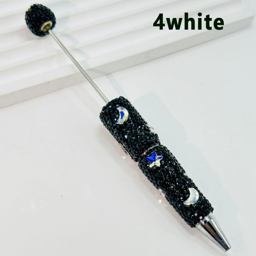 AB Color & Colorful Star with Moon Rhinestones Beadable Clay Pens, Covered the Entire Pen