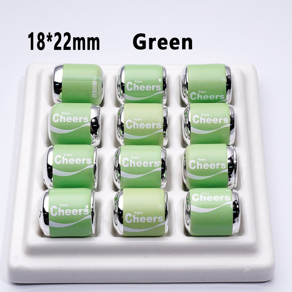 Drink Can Acrylic Beads – 18x22MM 'Enjoy' & 'Cheers' Designs in Multicolor and Random Mix