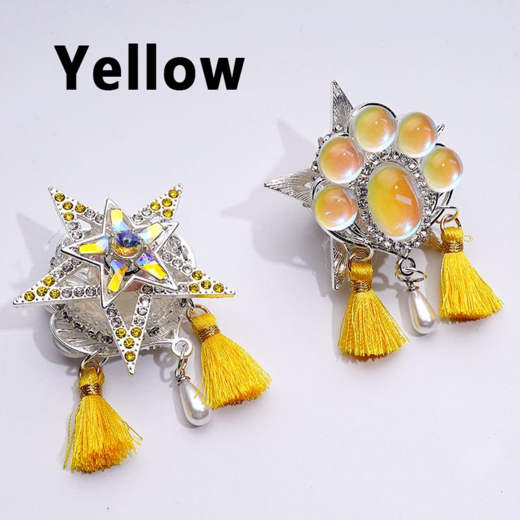 Elegant Silver Alloy Star Leaf Adorned with Clear & Multi-Color Sparkling Rhinestones, Mini Bubble Balls & White Pearl Tassel Pendant Embellished with Acrylic Beads Approx. 46x64MM