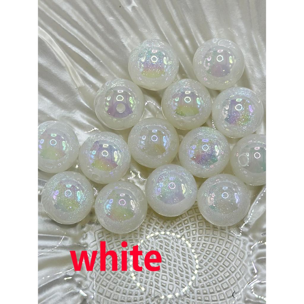 Glossy Acrylic Beads with Glitter Inside, Little UV Plating, 16mm FS