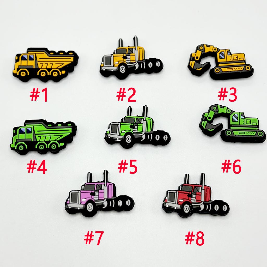 Car Excavator Mobile Machinery Shop Silicone Focal Beads, Random Mix