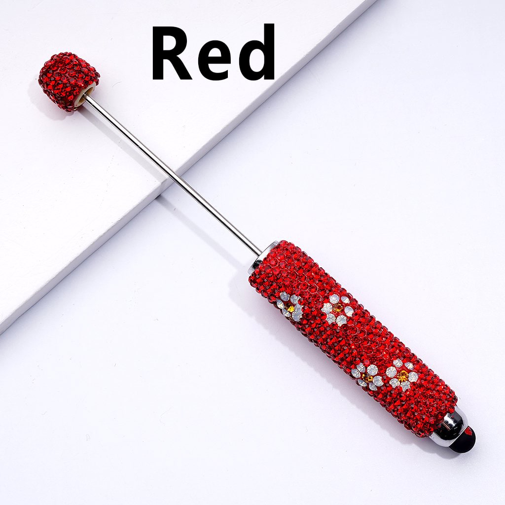 Beadable Clay Stylus Pen Adorned with Charming Mini Flowers & Sparkling Multi-Color Rhinestones