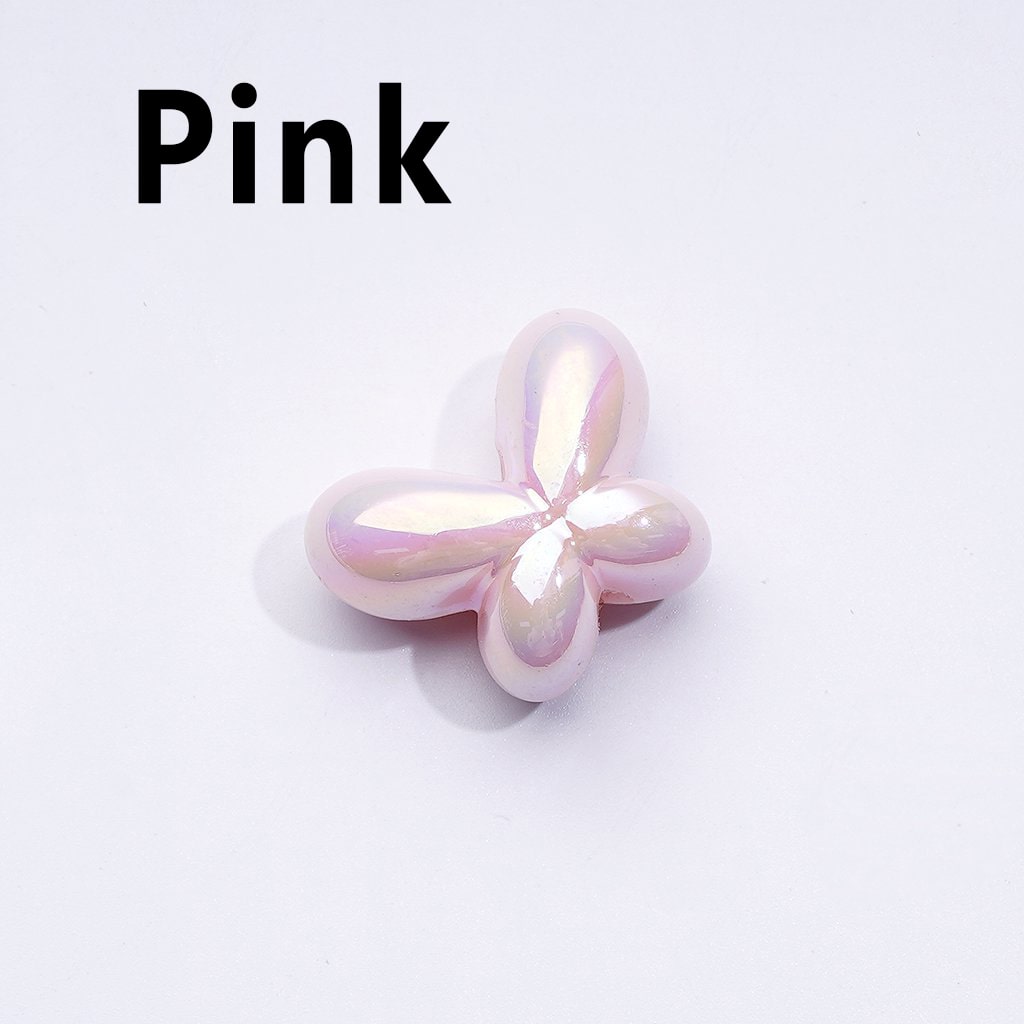 Luminous UV Coating Acrylic Beads with Shiny Butterfly and Bowknot Design, 25x19MM