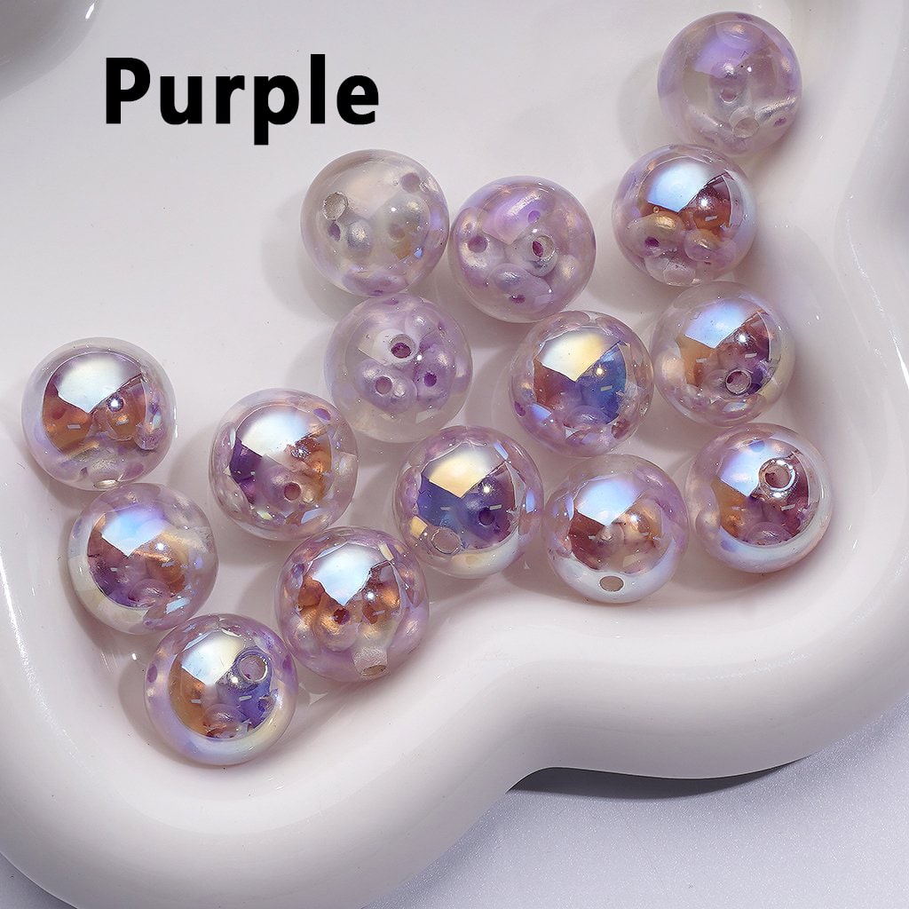 16MM Clear Glossy Resin Beads with UV Coating, Colorful Peanut Beads Encased Inside