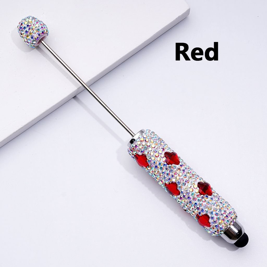 Beadable Clay Stylus Pens Adorned with Vibrant Four-Petal Flowers & Dazzling AB Rhinestones