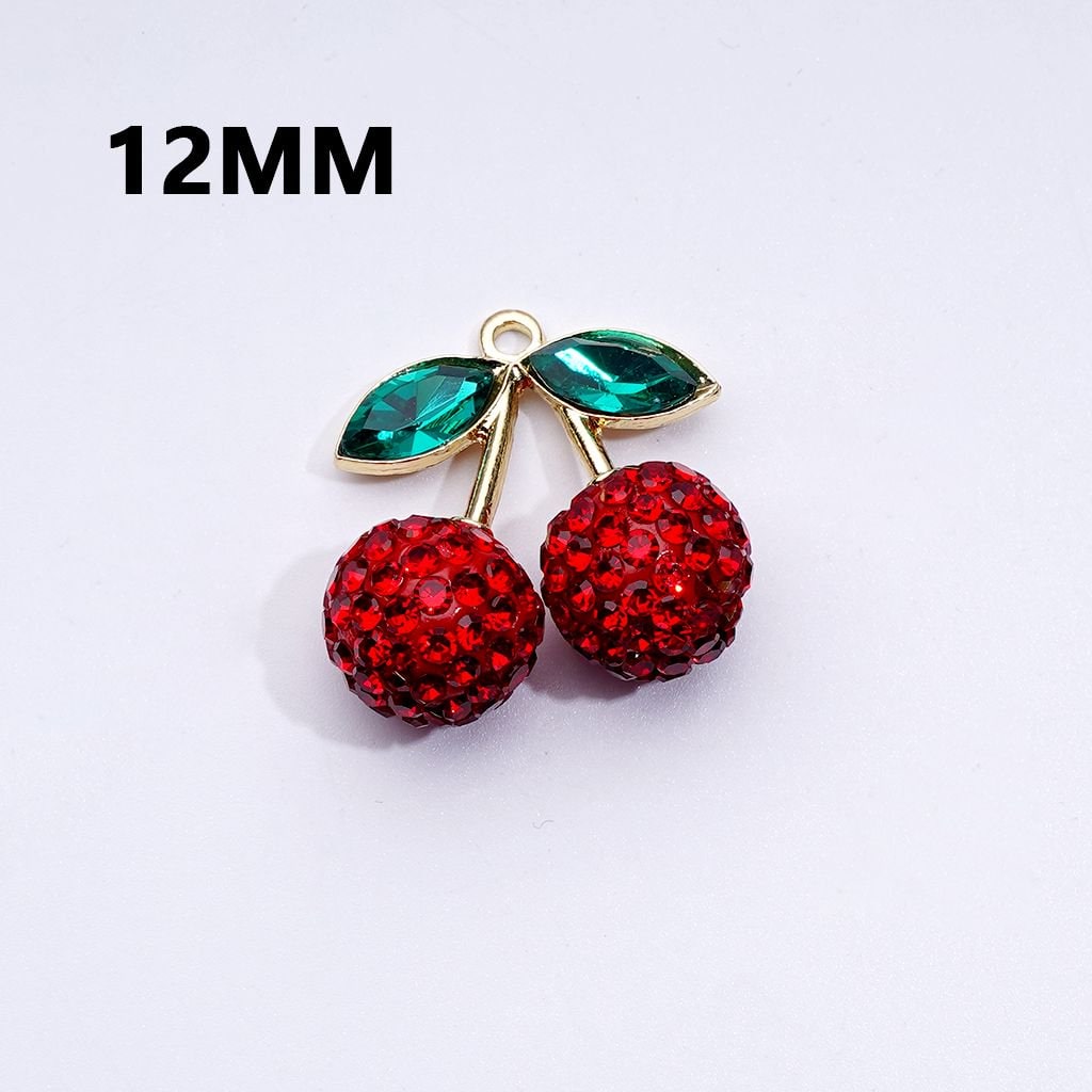 Gold Alloy Strawberry Pendants – Vibrant Multi-Color Clay Charms for Jewelry, Available in 12MM, 14MM, 16MM & 20MM