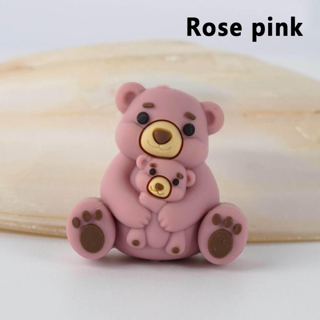 Cute Bear 3D Vivid Mom Baby Silicone Focal Beads