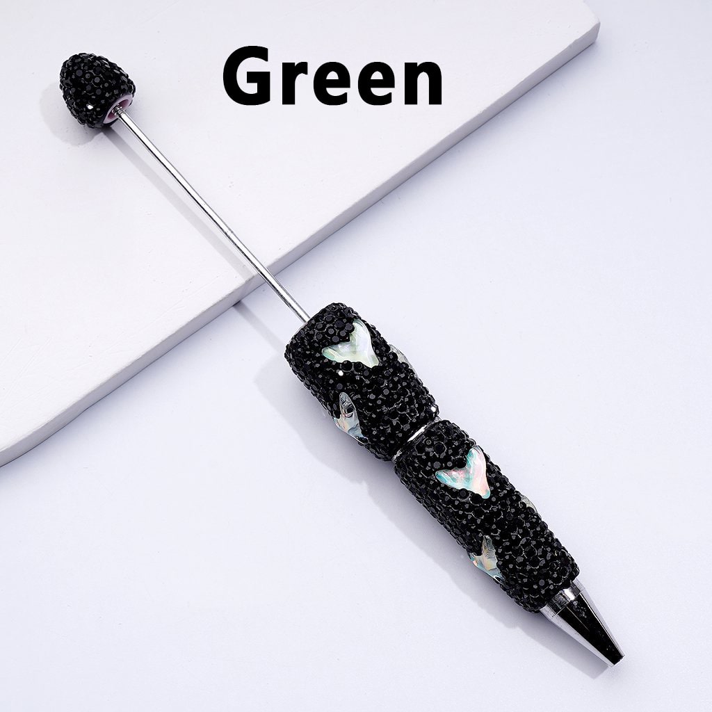 Beadable Clay Pens with Cute Clear Colorful Fish Tails, Fully Covered in Black Rhinestones