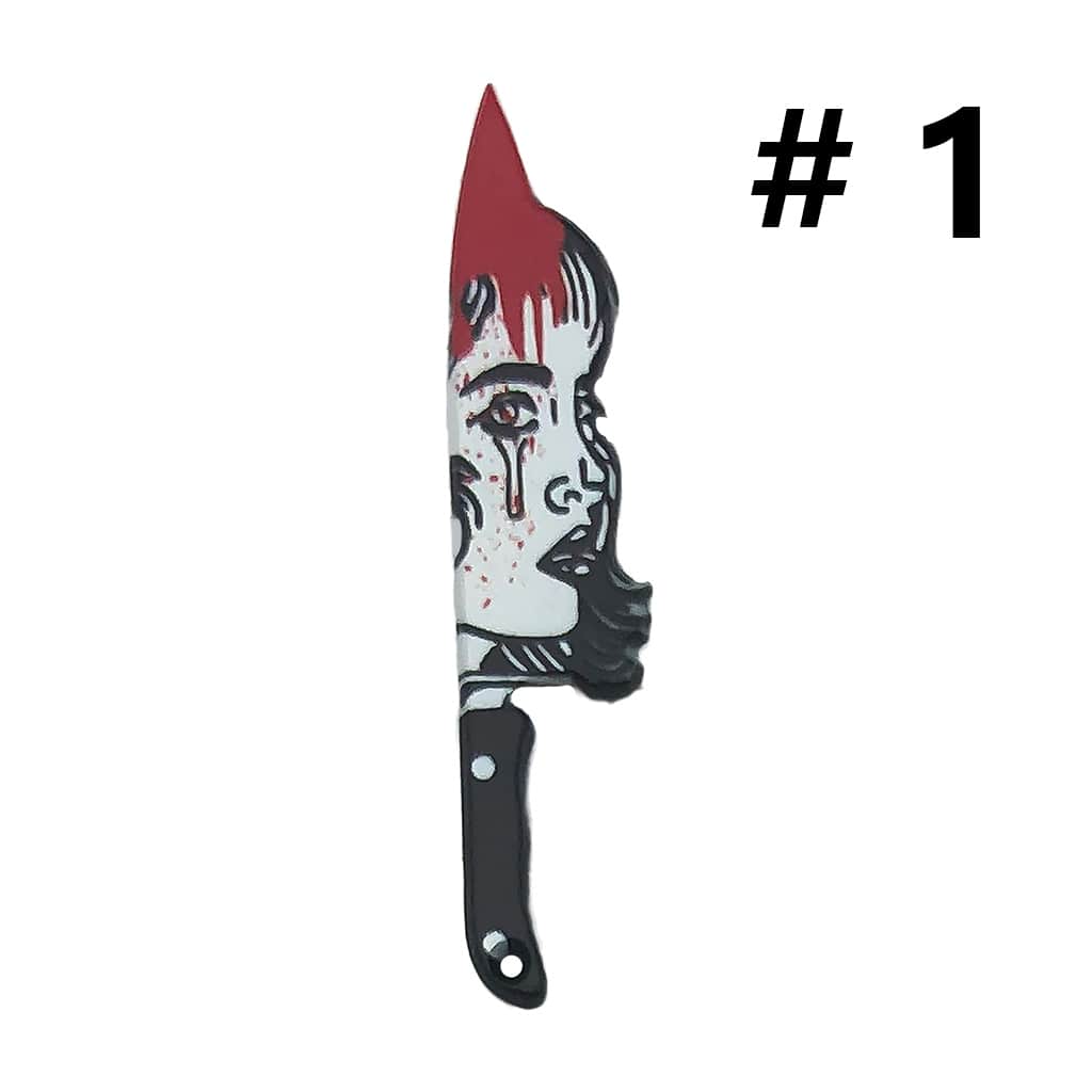 Halloween Skull & Knife Design with Bloody Flower Prints Plastic Beads Horror Jewelry Accessories