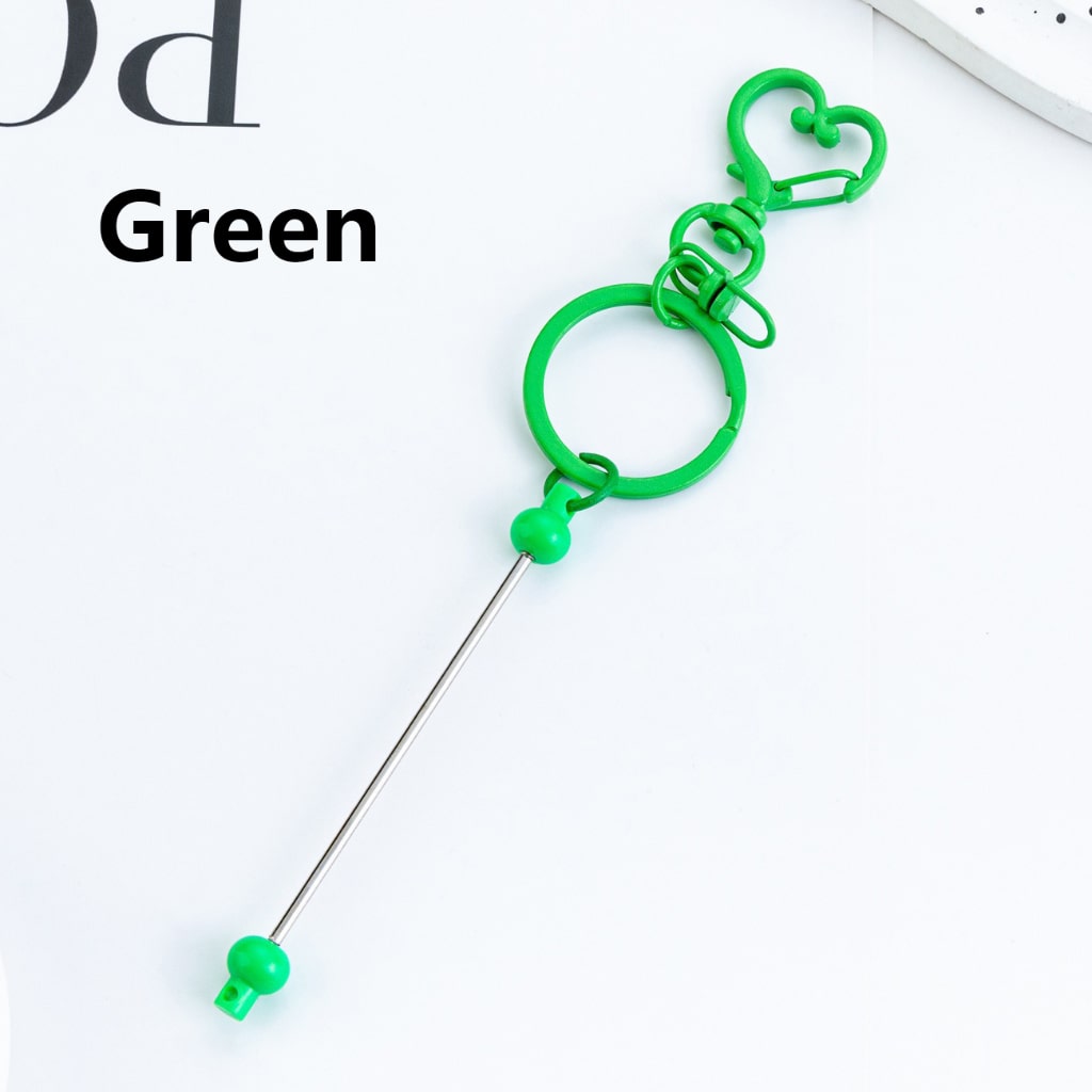 Metal Keychain with Bar and Heart Shape Clasp in Solid Color DIY Beadable 154MM