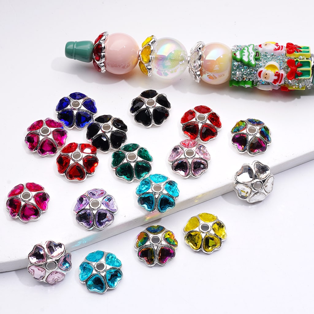 Metal Alloy Beads Cage Cap Heart Rhinestones Silver 16MM (Single Color is available for 100pcs(Whole Bag))