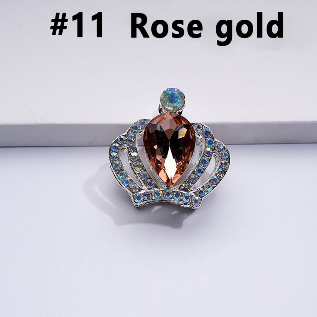 Alloy Bling Bling Silver Crown with Mini AB Rhinestones Colorful Water Drops Beads, Around 24*23MM