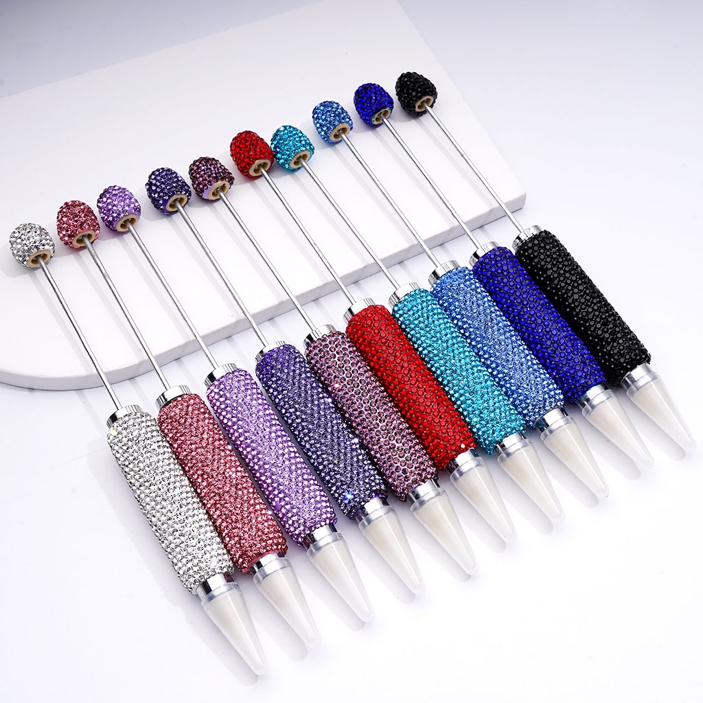 Beadable Clay Wax Picker Pen with Shiny Rhinestones Solid Color Dotting Tool for Rhinestones, Replaceable Wax Tip (Please Read Description)