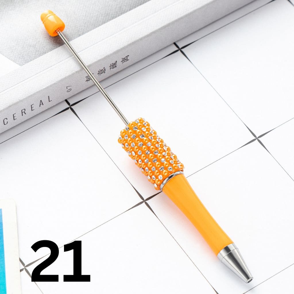 Beadable Pens with Rhinestones and Flatback Pearls in Elegant Solid Colors