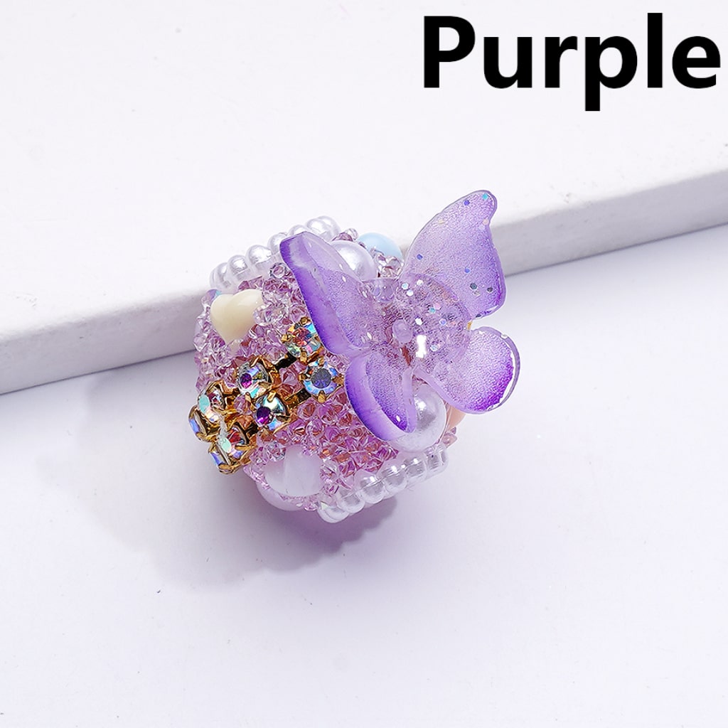 Sugar Butterfly Design with AB Rhinestones & White Pearls Multi-Color Hearts Large Acrylic Beads20MM