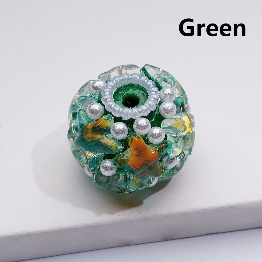 Shiny Stars Multi-Color Round Acrylic Beads with White Pearls 22*18MM