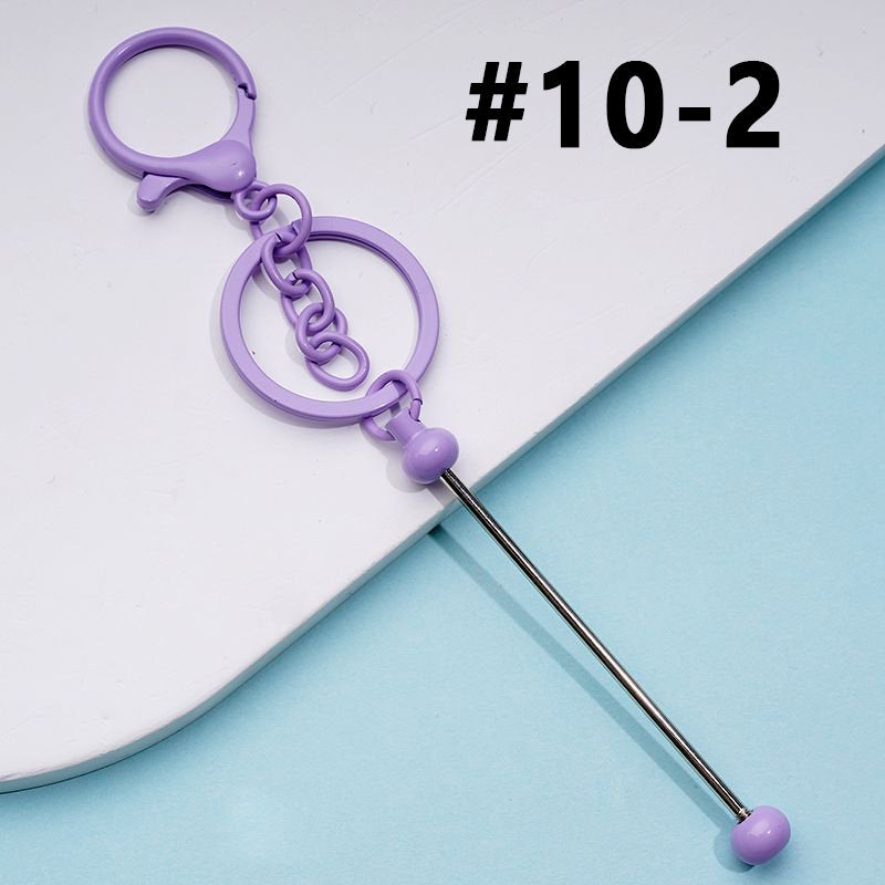 Bar with Metal Beadable Keychain and Lobster Clasp in Solid Colors