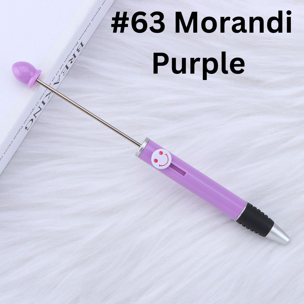 Fashionable DIY Plastic Beadable Pen with Smile Emoji in Solid Colors