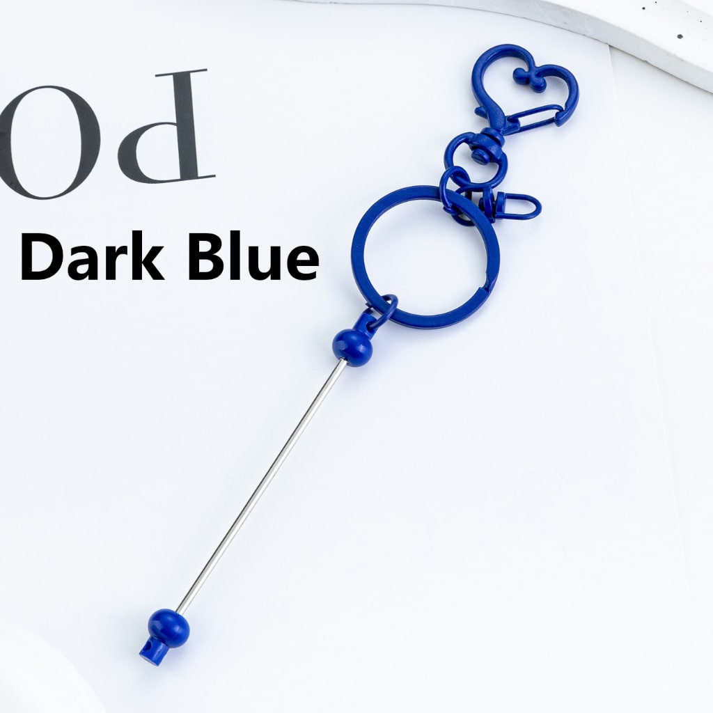 Metal Keychain with Bar and Heart Shape Clasp in Solid Color DIY Beadable 154MM