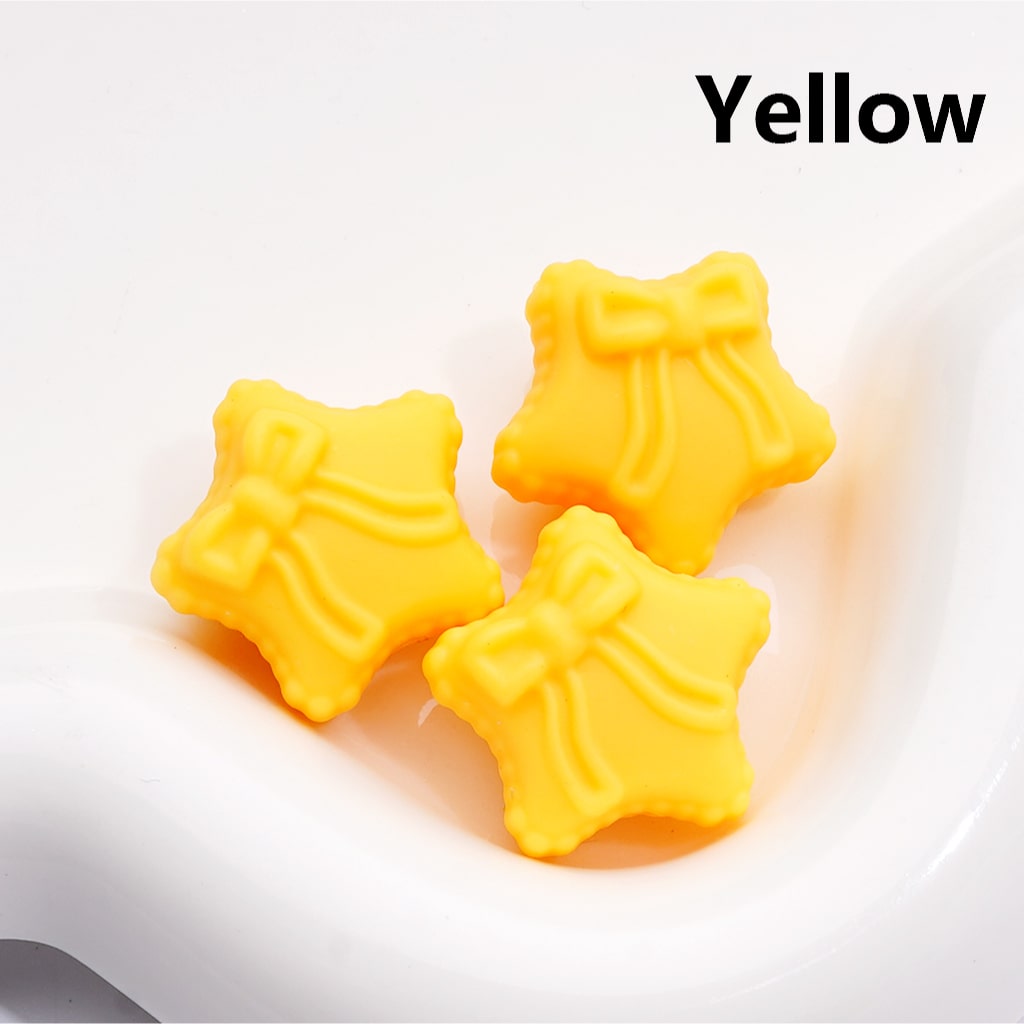 Rubber Coated Acrylic Beads Five-Pointed Star with Bowknots (Single Color is available for 200pcs(Whole Bag))