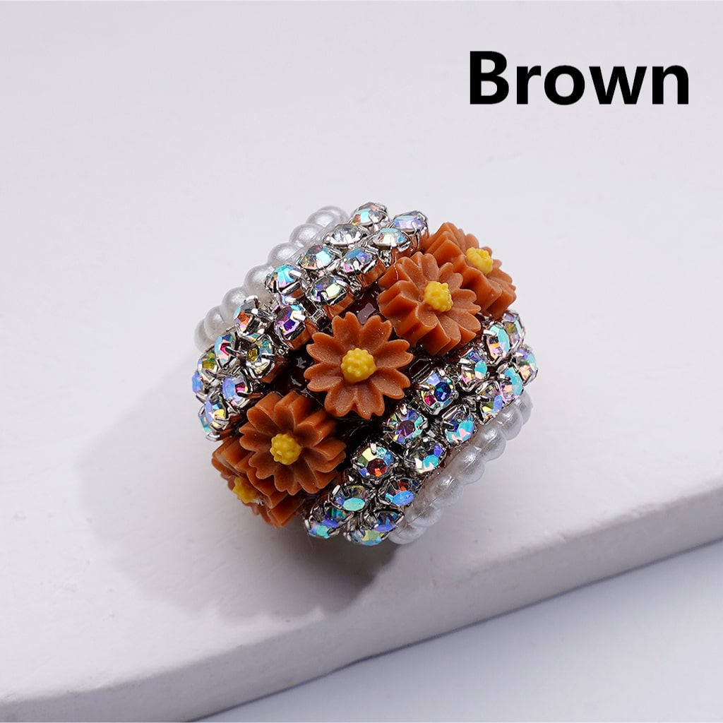 Daisy Flower Mini AB Rhinestones Chains White Pearls Loop Acrylic Beads, Around 2018M