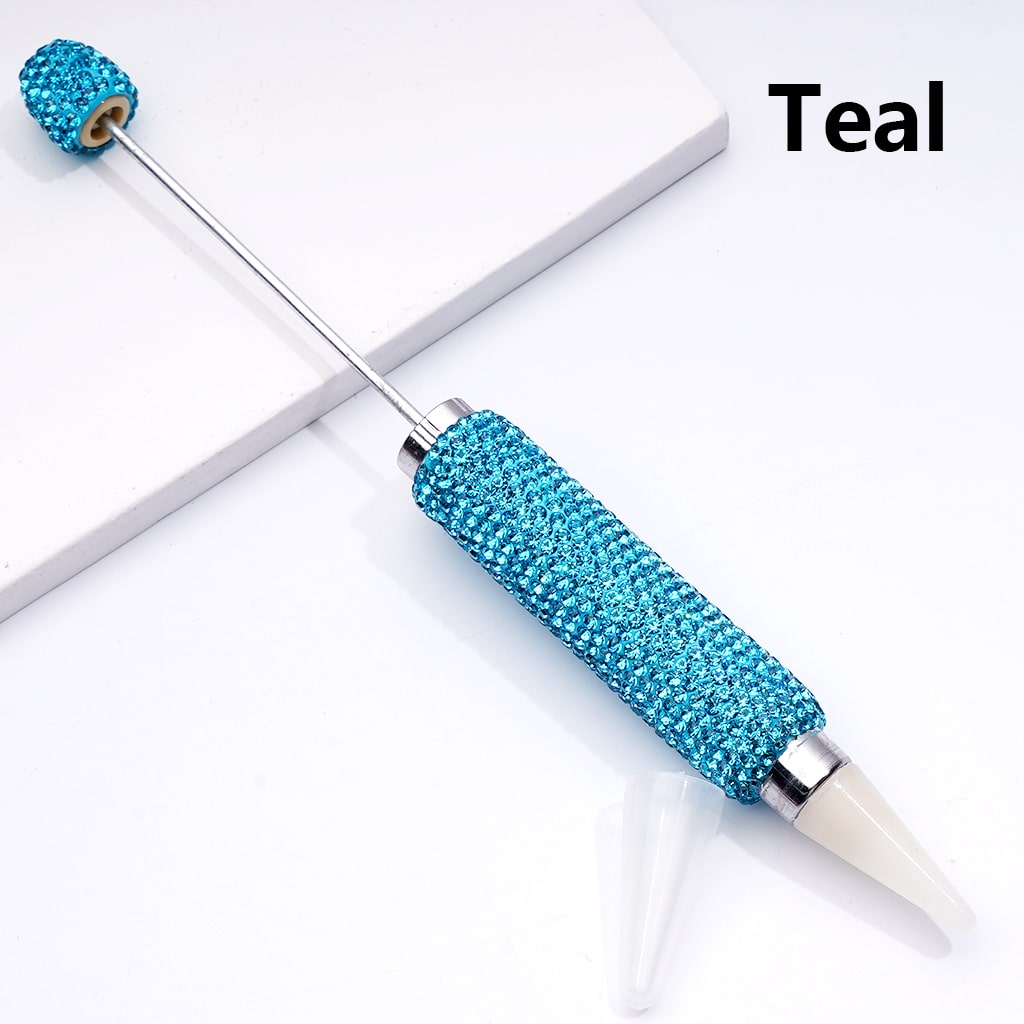 Beadable Clay Wax Picker Pen with Shiny Rhinestones Solid Color Dotting Tool for Rhinestones, Replaceable Wax Tip (Please Read Description)