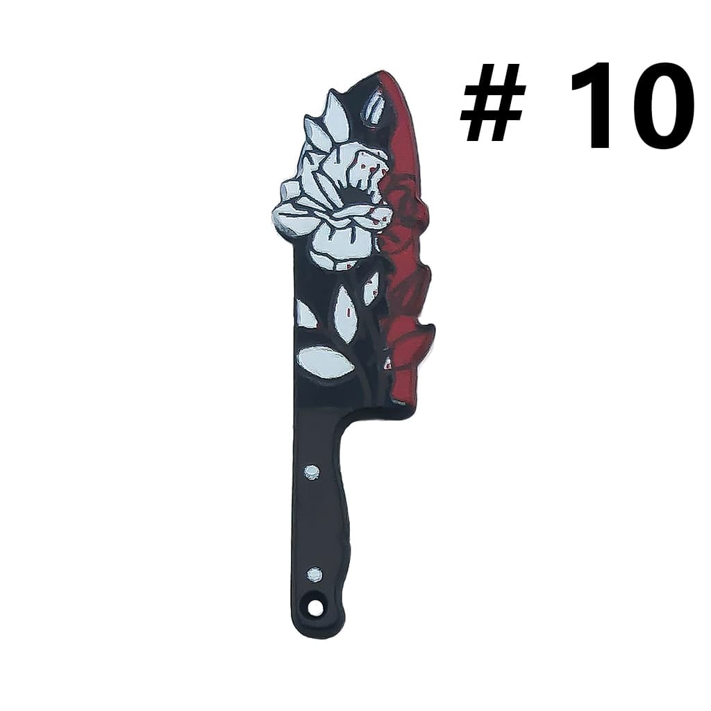 Halloween Skull & Knife Design with Bloody Flower Prints Plastic Beads Horror Jewelry Accessories
