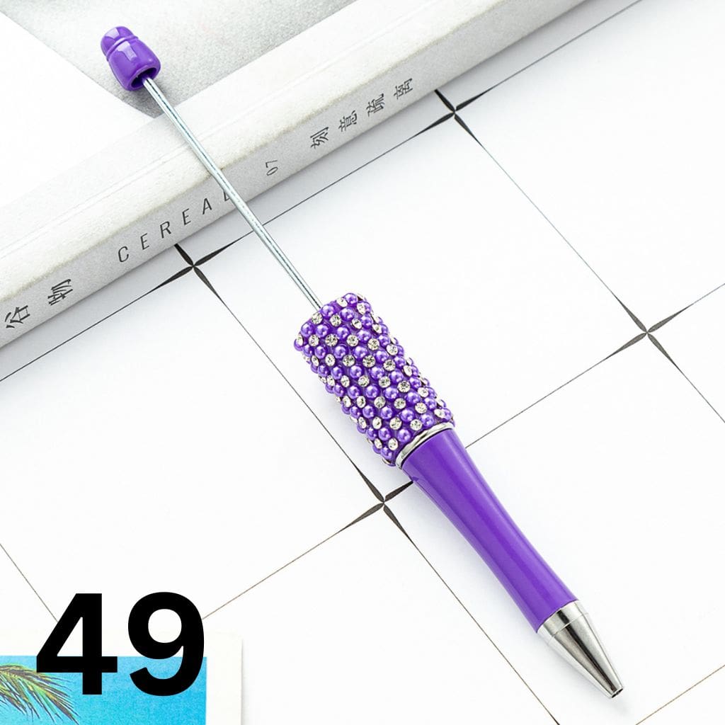 Beadable Pens with Rhinestones and Flatback Pearls in Elegant Solid Colors
