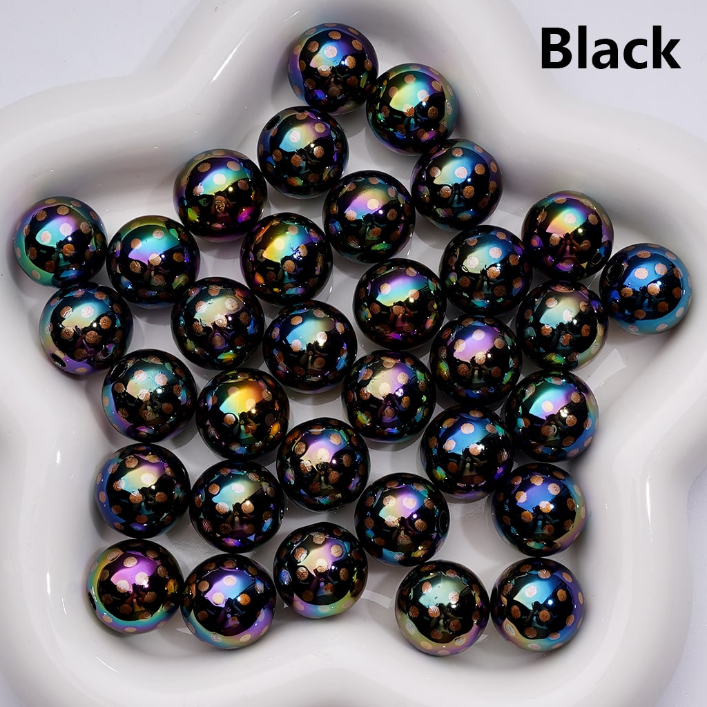 UV Coating Spots Round Brown Round Acrylic Beads 16MM
