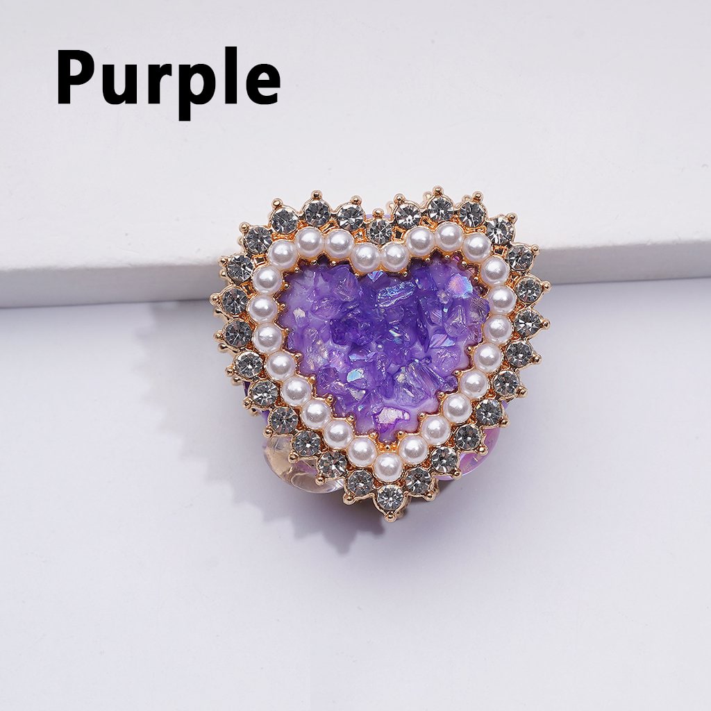 Shiny Rhinestones White Pearls Bling Bling Fancy Gold Alloy Heart with Mini Stones Rocks Clay Beads, Around 28*28*13MM
