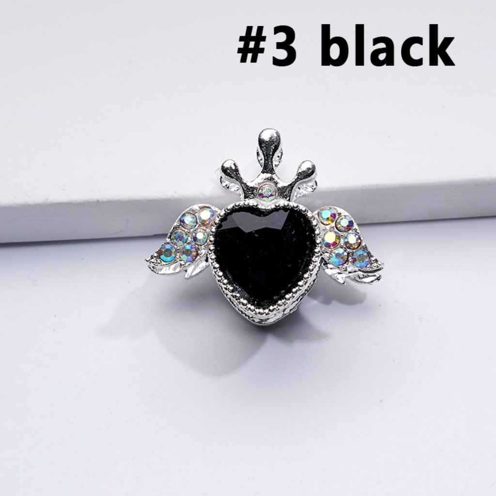 Fancy Bling Bling Silver Alloy Heart Angel Crown with Large Heart Inside Mini AB Rhinestones Beads, Around 25*20MM