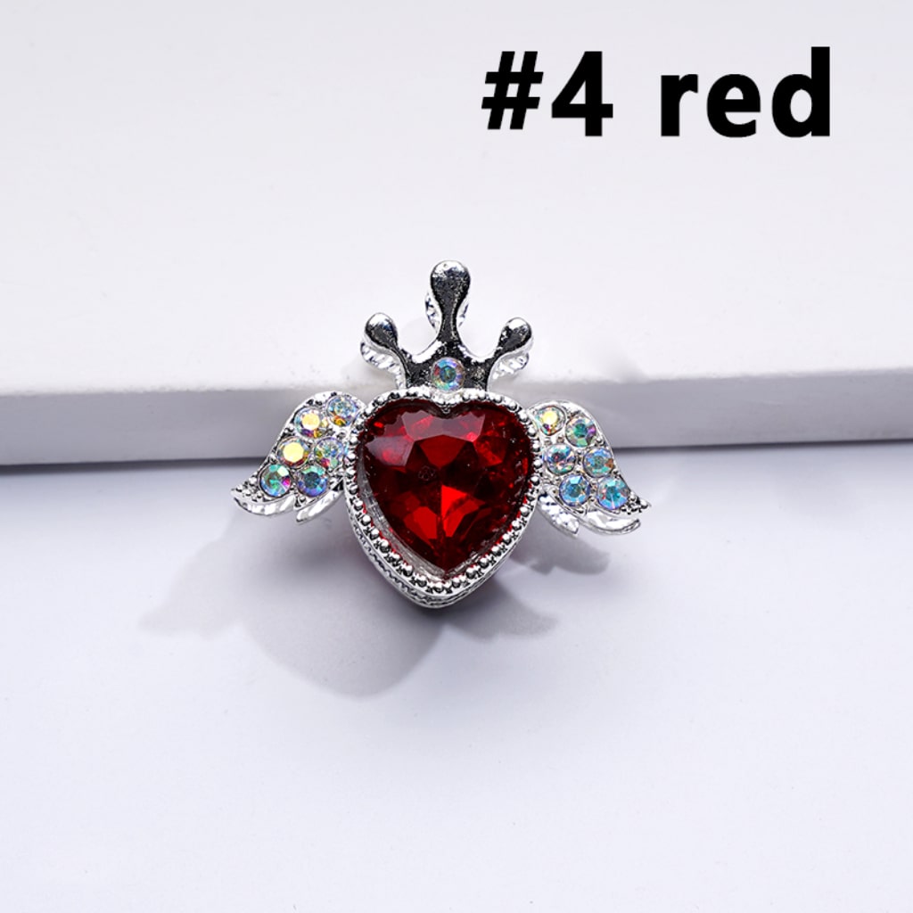 Fancy Bling Bling Silver Alloy Heart Angel Crown with Large Heart Inside Mini AB Rhinestones Beads, Around 25*20MM