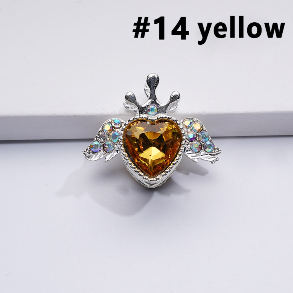 Fancy Bling Bling Silver Alloy Heart Angel Crown with Large Heart Inside Mini AB Rhinestones Beads, Around 25*20MM