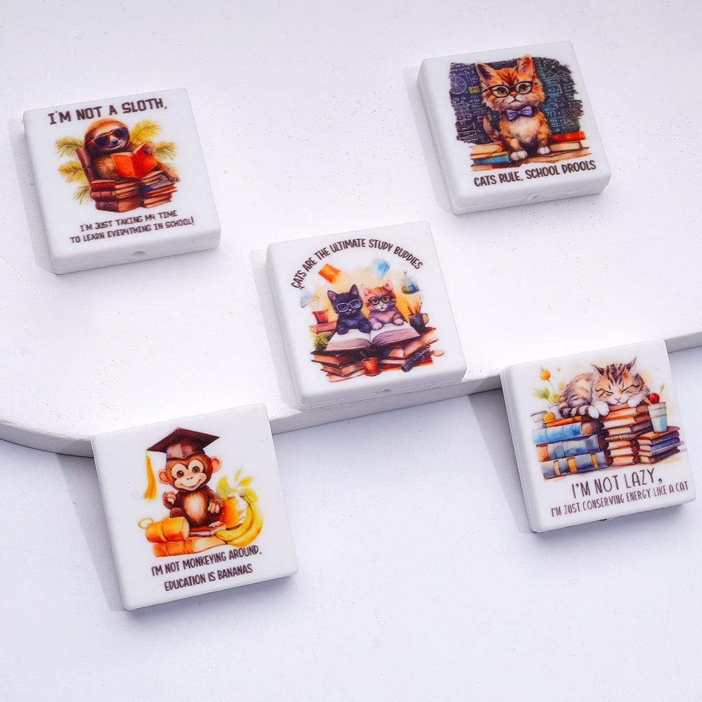 Adorable Sloth, Cat & Monkey Silicone Focal Beads – Assorted Animal Mix