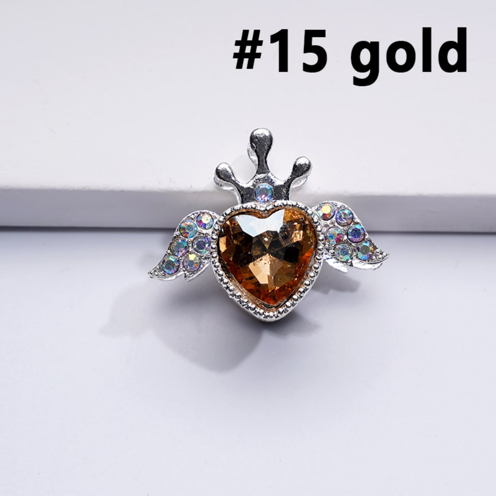 Fancy Bling Bling Silver Alloy Heart Angel Crown with Large Heart Inside Mini AB Rhinestones Beads, Around 25*20MM