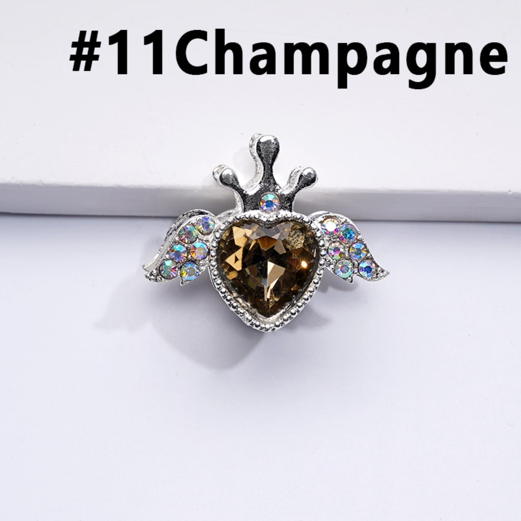 Fancy Bling Bling Silver Alloy Heart Angel Crown with Large Heart Inside Mini AB Rhinestones Beads, Around 25*20MM