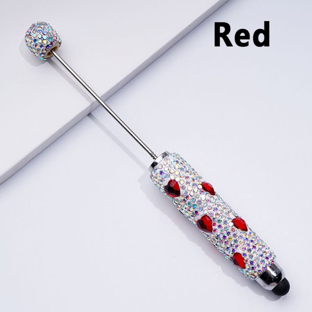 Colorful Heart Rhinestones Mini AB Rhinestones with Beadable Clay Stylus Pens Covered the Entire Pen