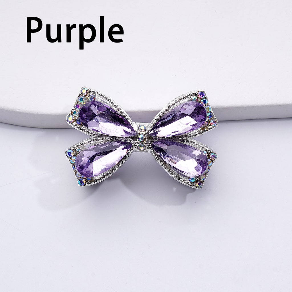 Dazzling Silver Bowknot Beads 24*38MM, Alloy Embellishments with Sparkling Rhinestones
