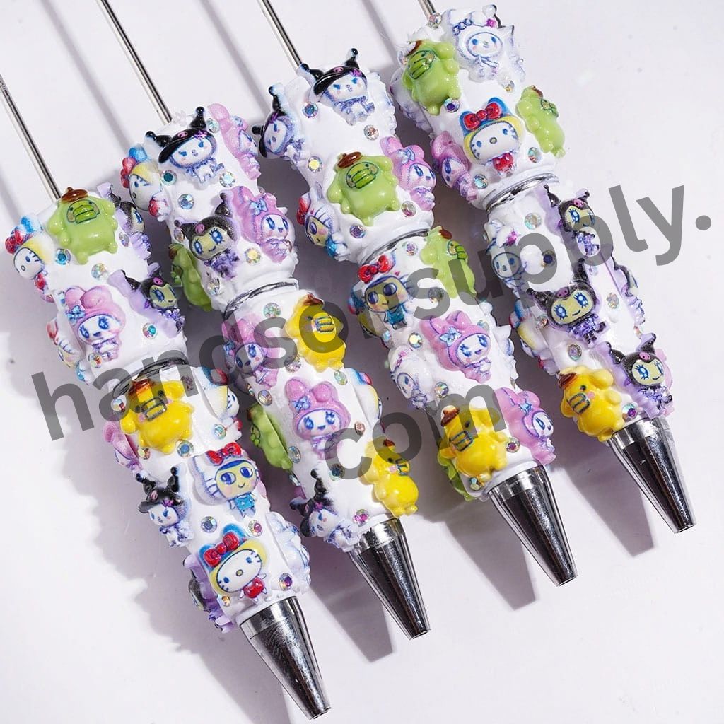 Charming Cartoon Character Series with Sparkling AB Rhinestone Beadable Clay Pens