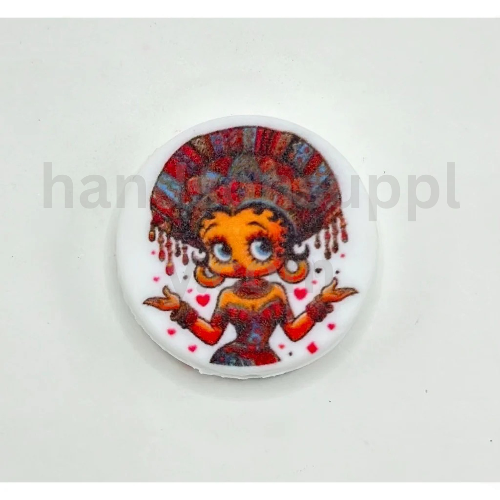 Round Girl Character in Traditional Costume Design Silicone Focal Beads