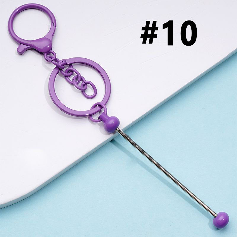 Bar with Metal Beadable Keychain and Lobster Clasp in Solid Colors