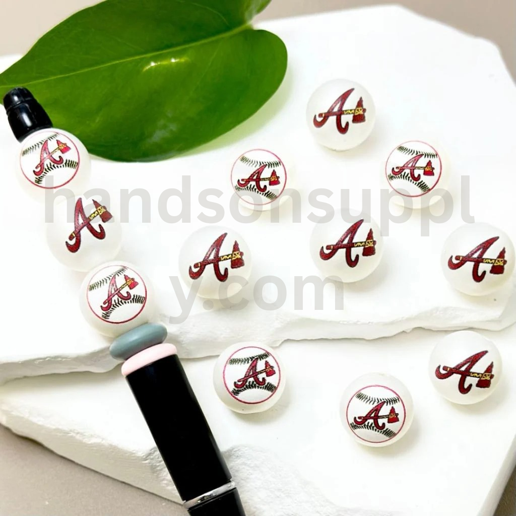Alabama College Sports Theme 16MM Frosted White Round Acrylic Beads Random Mix