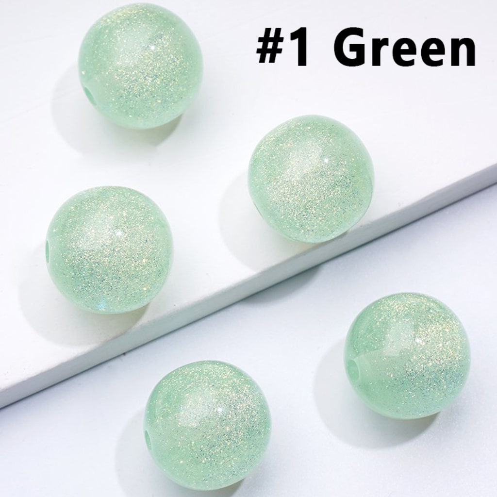 Glitter Shiny Glossy Colorful Round Acrylic Beads, 12MM